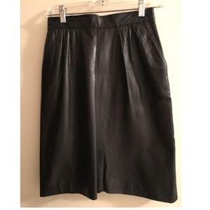 Genuine Black Leather Skirt